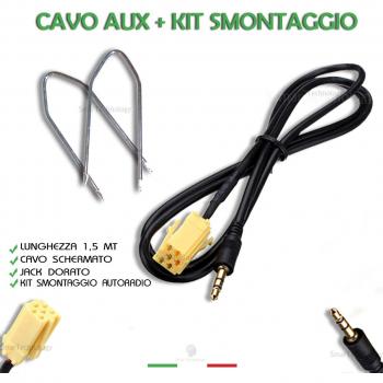 Cable Entrada AUX Longitud 1,5 Mt + Kit Extracción Radio Blaupunkt para Fiat Grande Punto Panda Croma Lancia Musa y alfa