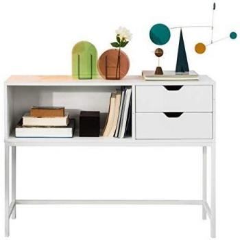 Mesa de Consola Blanco con 2 Cajones, 110 cm