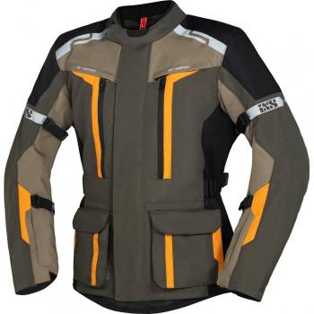 Chaqueta de Moto iXS Tour Evans-ST 2.0 Verde Oliva-Beis-Naranja, textil impermeable, tamaño 3XL