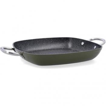 Asador Cuadrado QUID NATURALIA 28x28CM Negro con Asas de Acero, 2 capas antiadherentes, libre de PFOA, apto para Vitrocerámica, Inducción, El