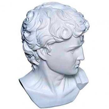 Estatua Decorativa Busto David 26cm - Poliresina Efecto Mármol Blanco