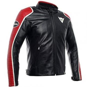 Dainese 1533800_606_52 Chaqueta de piel, Negro/Rojo, 52