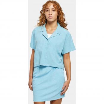 Urban Classics Women's Towel Resort Short Sleeve Shirt in Baltic Blue