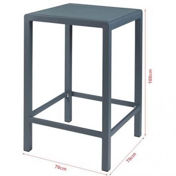 Mesa de bar Avise 108x70x70 cm - Antracita con superficie de vidrio templado y estructura de aluminio
