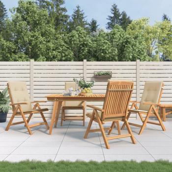 Reclining Garden Chairs with Cushions - 4 pcs Solid Teak Wood