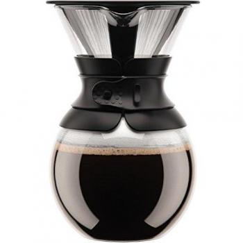 Bodum Pour Over - Cafetera de goteo con filtro permanente, 1 l, 34 oz, color negro