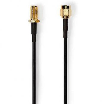 Cable Antena SMA Macho - SMA Hembra 1.0m Negro, 50 Ohm, Doble Apantallado