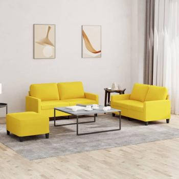 Juego de sofás con cojines 3 piezas tela amarillo claro Vidaxl Amarillo