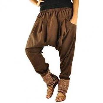 virblatt Pantalones cagados Mujer como Ropa etnica para una Moda Hippie en Talla única Pantalones Harem en algodón con Tejidos Tradicionales y cómoda Cintura elástica - Verbunden