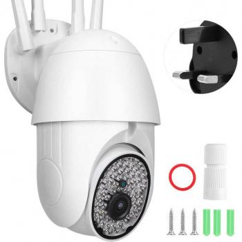 Cámara IP Inalámbrica de Seguridad Exterior con PIR, Domo Panorámico, WIFI 2.4G, Impermeable y Monitor CCTV 100V-240V
