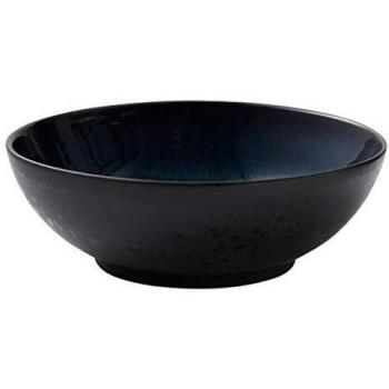 BITZ Cuenco de gres Apto para lavavajillas, 30 cm de diámetro, Color Negro y Azul Oscuro