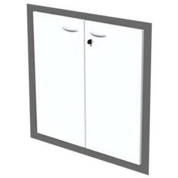 Puertas de Estantería Baja Presto 18mm con Cerradura Gris - Armario Bajo de Madera 72x80x35 cm