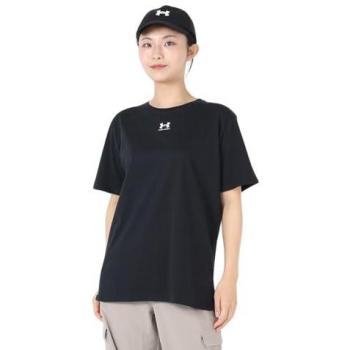 Under Armour Women's Essential Campus Oversize Short Sleeve T-Shirt - Black/White, Size XL
