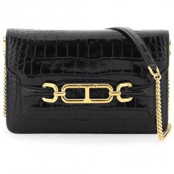 Tom Ford Whitney Crocodile Print Shoulder Bag - OS Black