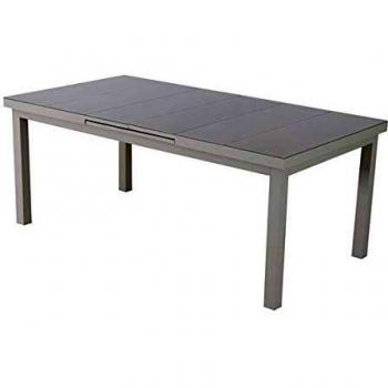 MESA ALUMINIO CRISTAL EXTENSIBLE TAUPE 186-246X100 CM