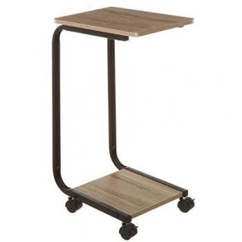 Mesita auxiliar moderna de metal negra con ruedas 65x40x27 cm