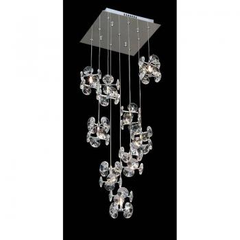 Lámpara colgante Nico 9 bombillas cromo pulido y cristal, no compatible con LED/CFL