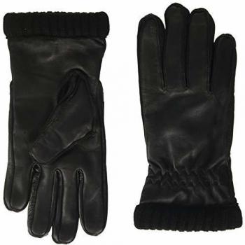 JACK & JONES Jacjace Leather Gloves Guantes, Negro