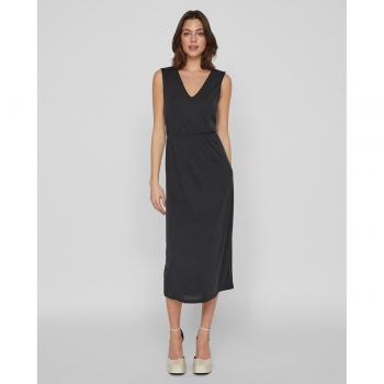 Vestido midi fluido VIMODALA negro con tirantes anchos