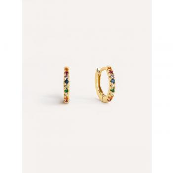 Pendientes Singularu Aro Colors Oro - Pendiente en Plata de Ley con Baño en Oro de 18 Kt - Diseño Ligero y Elegante