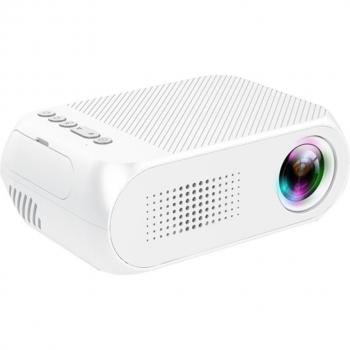 Mini proyector LED YG320 blanco portátil, USB y HDMI para cine en casa (enchufe de la UE)