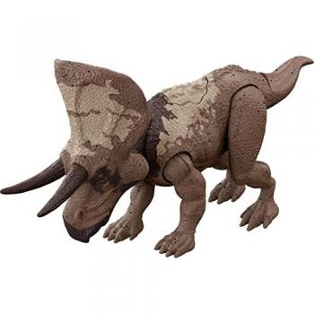 Mattel Jurassic World Zuniceratops de Juguete con Mordida de Ataque, Figura Strike Attack con articulaciones móviles y función de Golpe, regalo de juguete para juego físico y digital