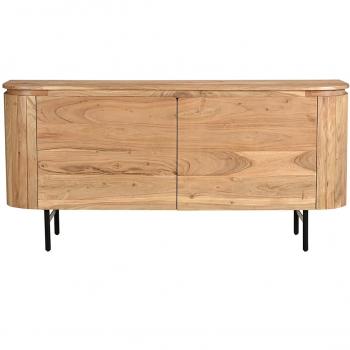 Aparador 2 puertas de madera maciza y metal negro 160 cm Napoli