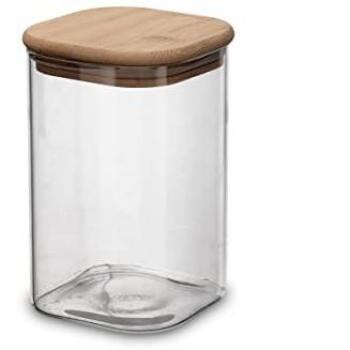 Bote de vidrio Quid Cocco transparente con tapa de silicona, capacidad 1,1 litros