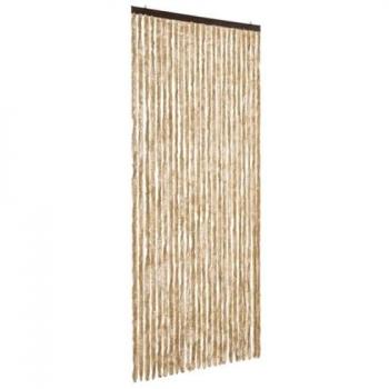 Cortina antimoscas chenilla beige 100x200 cm, color beige, dimensiones 100x200 cm, material chenilla, diseñada para proteger contra moscas y otros insectos, ideal para puertas de casa o caravana