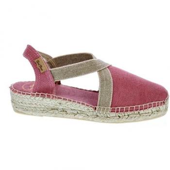 Toni Pons Verdi - Alpargatas de Cuña para Mujer en Tejido Liso con Elásticos Rosa