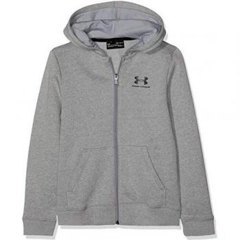 Under Armour Sudadera de algodón con cremallera, Niños, Gris, XS