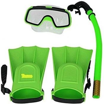 Yosoo Niños Con aletas de buceo con escafandra de silicona + Snorkel + Gafas máscara del tubo respirador de silicona conjunto para los niños