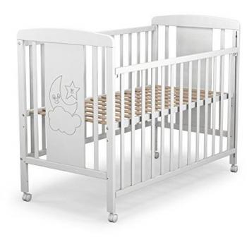 Cuna para bebé, modelo cielo. 1 lateral abatible y 5 posiciones de somier