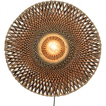 Aplique de pared Good&Mojo Bali en bambú natural y negro, Ø 60 cm