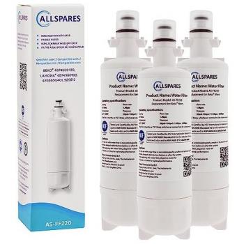 Filtro de agua AllSpares (3 unidades) para frigorífico compatible con LG, Beko, Küppersbusch y Blomberg 4874960100