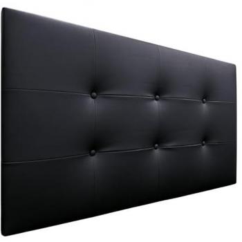 Cabecero Acolchado Capitone Tapizado en Polipiel Negro 105x60cm con 8cm de Grosor para Camas Individuales y Matrimonio