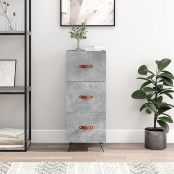 Aparador de madera contrachapada 34,5x34x90 cm en color gris hormigón, mueble de almacenaje para salón, buffet, armario auxiliar y armario de almacenamiento