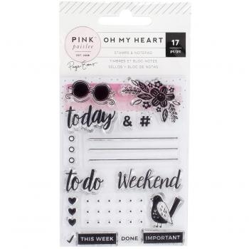 Paige Evans Oh My Heart Acrylic Stamps & 25-Page Notepad-