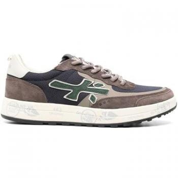 Premiata Men's Multicolor Grey Sneakers with Knitted Panels, Size 7 US