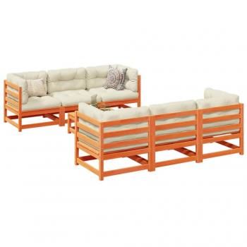 7-Piece Garden Sofa Set with Cushions in Wax Brown Solid Pine Wood