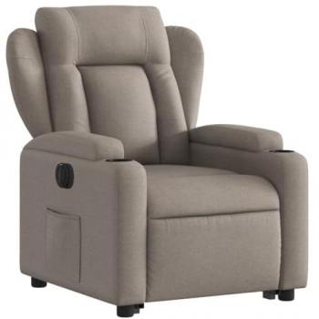 Sillón eléctrico reclinable elevable de tela gris taupe