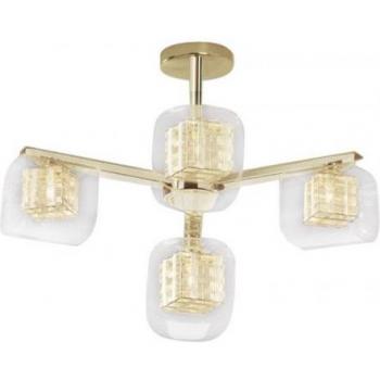 Plafón Avignon Gold 4 bombillas 19cm con diseño elegante, acabado en cristal dorado, dimensiones de 19 cm, capacidad para 4 luces