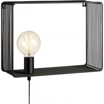 Aplique de pared Shelf negro 1 bombilla