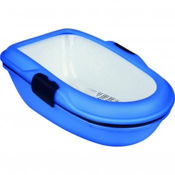 Trixie Bandeja Higiénica Arenero Gatos - Bandeja Sanitaria Gatera Arenero WC Gato Caja De Arena con Borde Berto 39 x 22 x 59 cm Azul