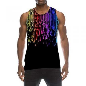 TUONROAD Camisetas de Tirantes para Hombres Gota de Agua Divertida 3D Impreso Chaleco Tops Casual Multicolor Ligero Camisetas sin Mangas Deportivas Secado Rápido para Running Fitness Ejercicio - XL