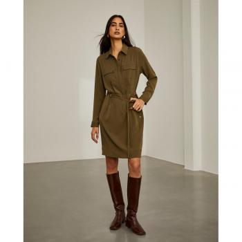 Lion of Porches - Vestido midi con cordón y camisa de vestir en verde musgo medio