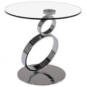 Mesa Auxiliar JOLINE - Cristal Templado Transparente y Patas de Acero