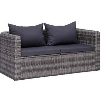 Gray Poly Rattan Garden Corner Sofa Set - 2 Pieces