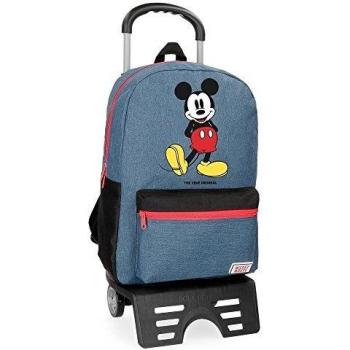 Disney Mickey Blue Mochila con Carro Azul 32x42x16 cms Poliéster 21.5L