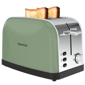 Tostadora Taurus Vintage II Verde Oliva 950W, 2 Ranuras, 7 Niveles, Elevación Extra